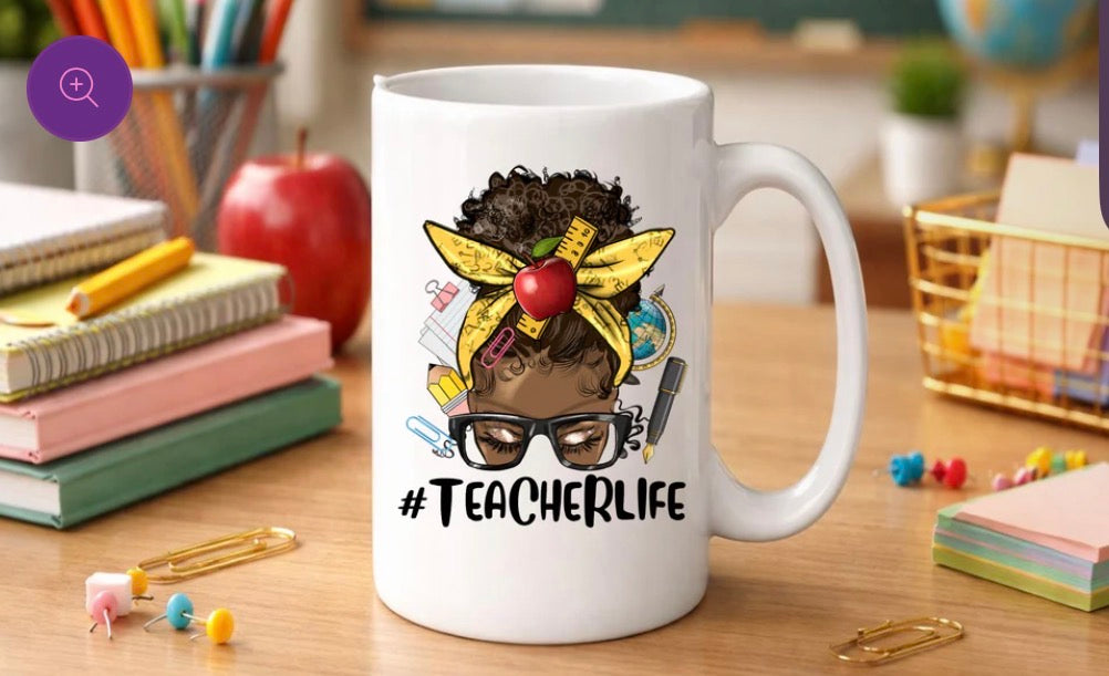 TEACHER LIFE GRAPHIC TEE & MUG (MELANIN TEACHER)