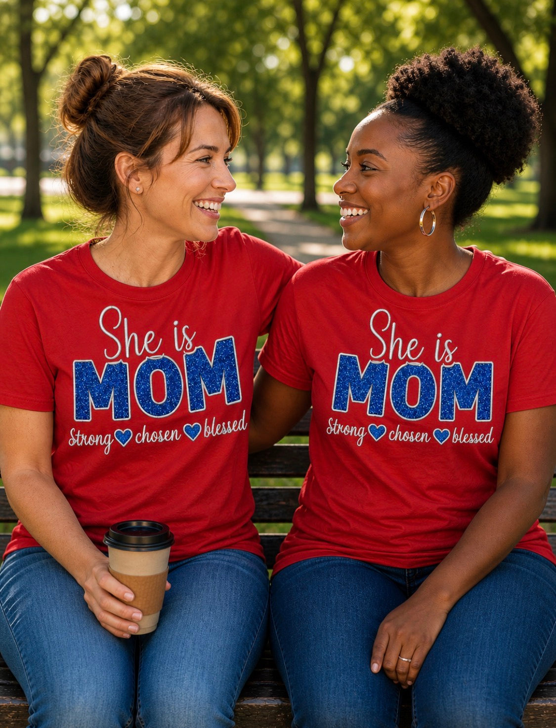 SHE IS MOM  (GLITTER VINYL APPLIQUE)