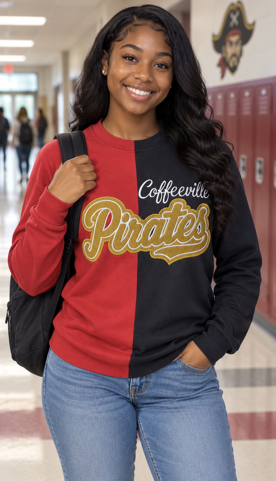 COFFEEVILLE PIRATES SPLIT-COLOR LONG SLEEVE