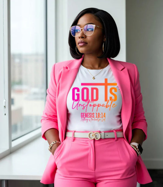 GOD IS UNSTOPPABLE    (PINK/ORANGE OMBRE)