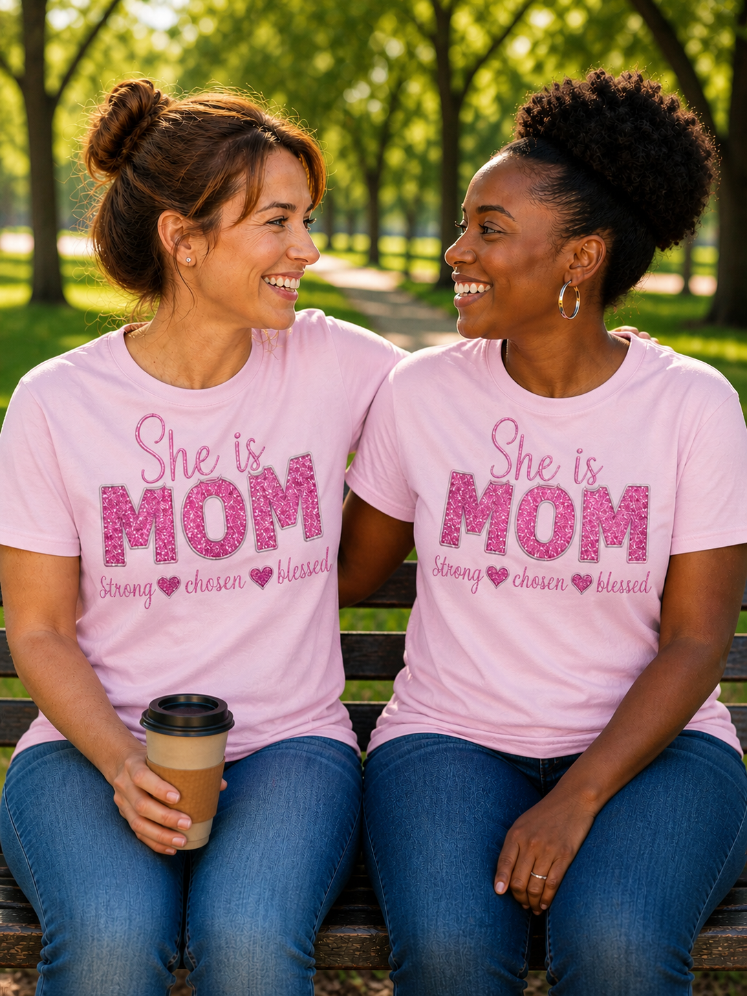 SHE IS MOM  (GLITTER VINYL APPLIQUE)